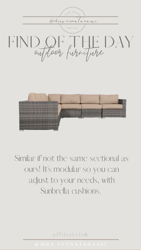 Similar if not the same sectional as  ours! It’s modular so you can adjust to your needs, with Sunbrella cushions. 

Outdoor furniture, Wayfair, sectional, outdoor sectional, Sunbrella, 

#LTKhome #LTKSeasonal #LTKsalealert