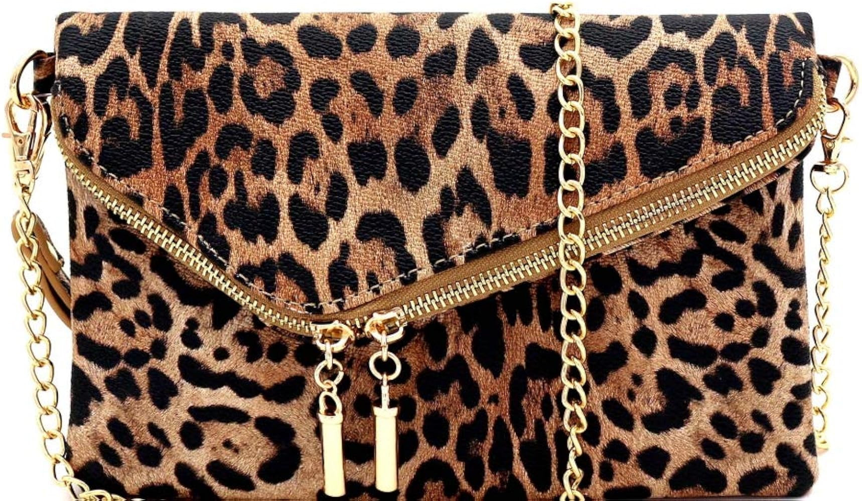 Fashion PU Leather 2 Way Flap Clutch Bag with Chain Shoulder strap | Amazon (US)