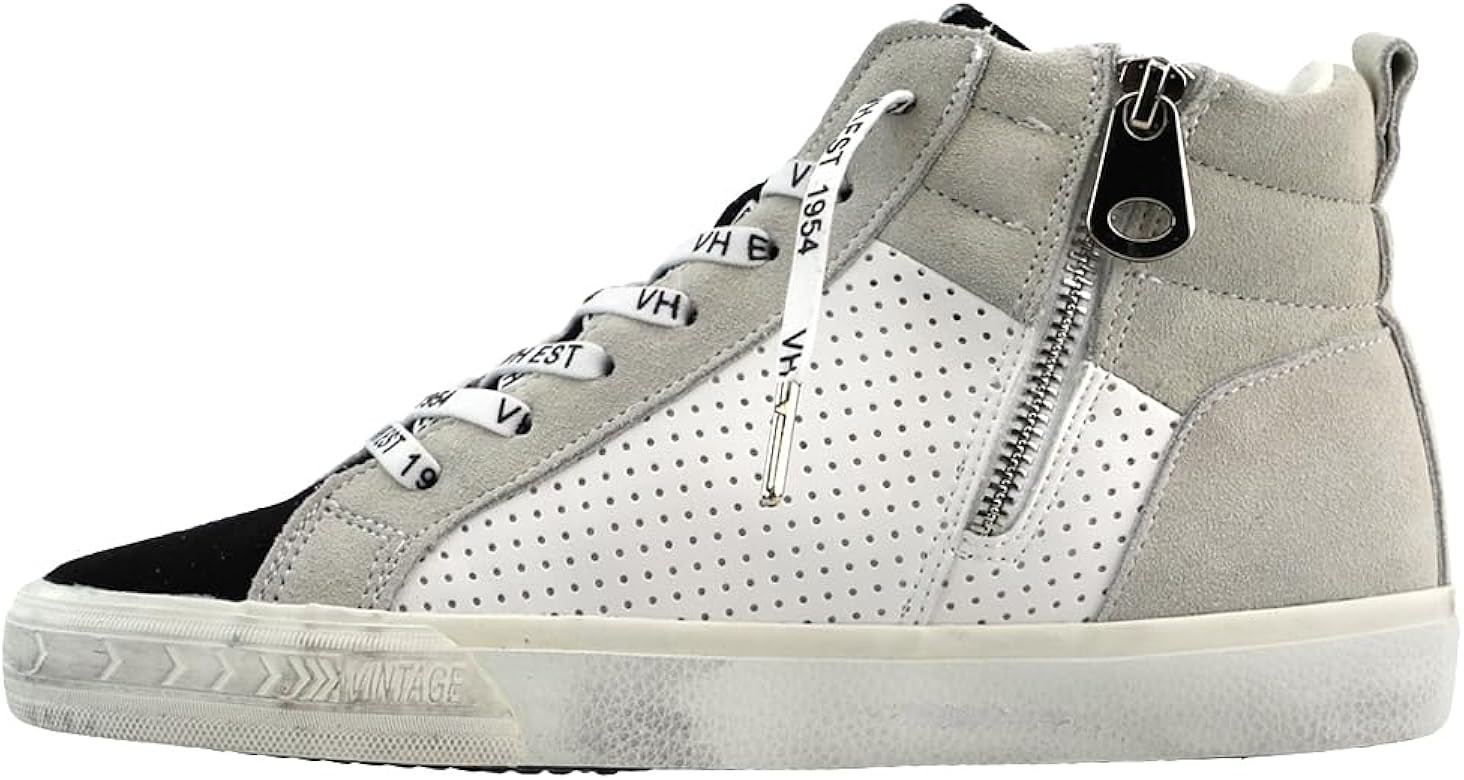 VINTAGE HAVANA Womens Lester Star Perforated High Sneakers Shoes Casual - Grey | Amazon (US)