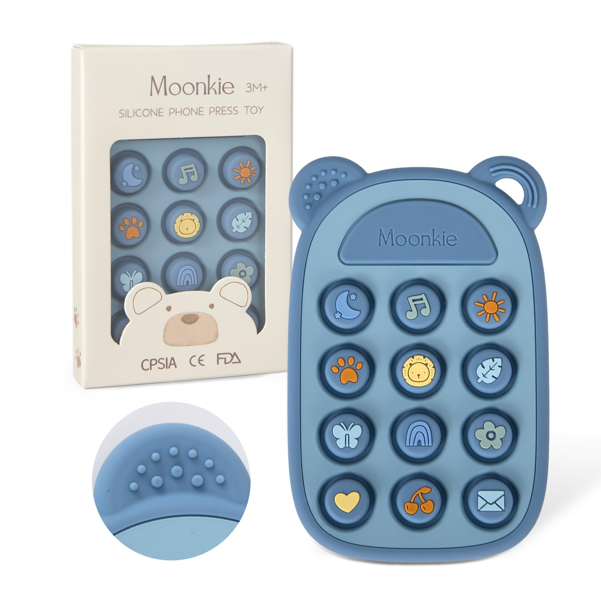Moonkie Silicone Press Phone Teething Toy for Baby 3 Months+ | Soft BPA-Free Teether with Icon & ... | Amazon (US)