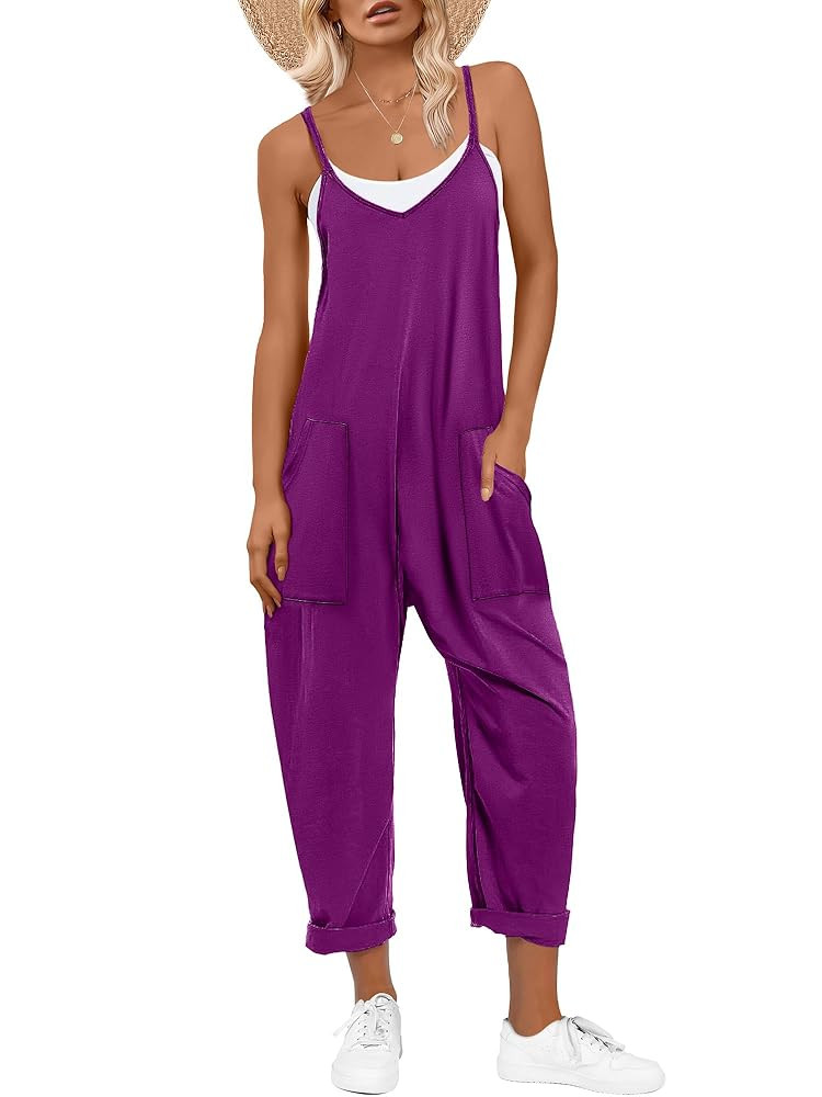 ANRABESS Jumpsuits for Women Casual Summer Overalls Sleeveless Spaghetti Strap Romper Jumpers Tre... | Amazon (US)