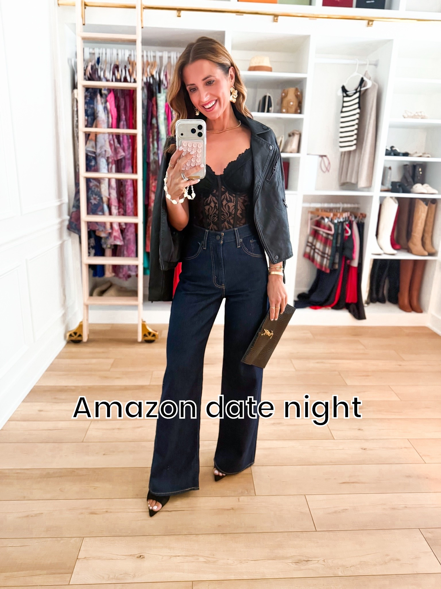 Amazon date night outfit. Amazon concert outfit. Lace bodysuit with underwire and adjustable straps in XS. Cinch-waist jeans in size 24. Heels are TTS. Party outfit. Vegas outfit.

#LTKootd #LTKgrwm #LTKPetite