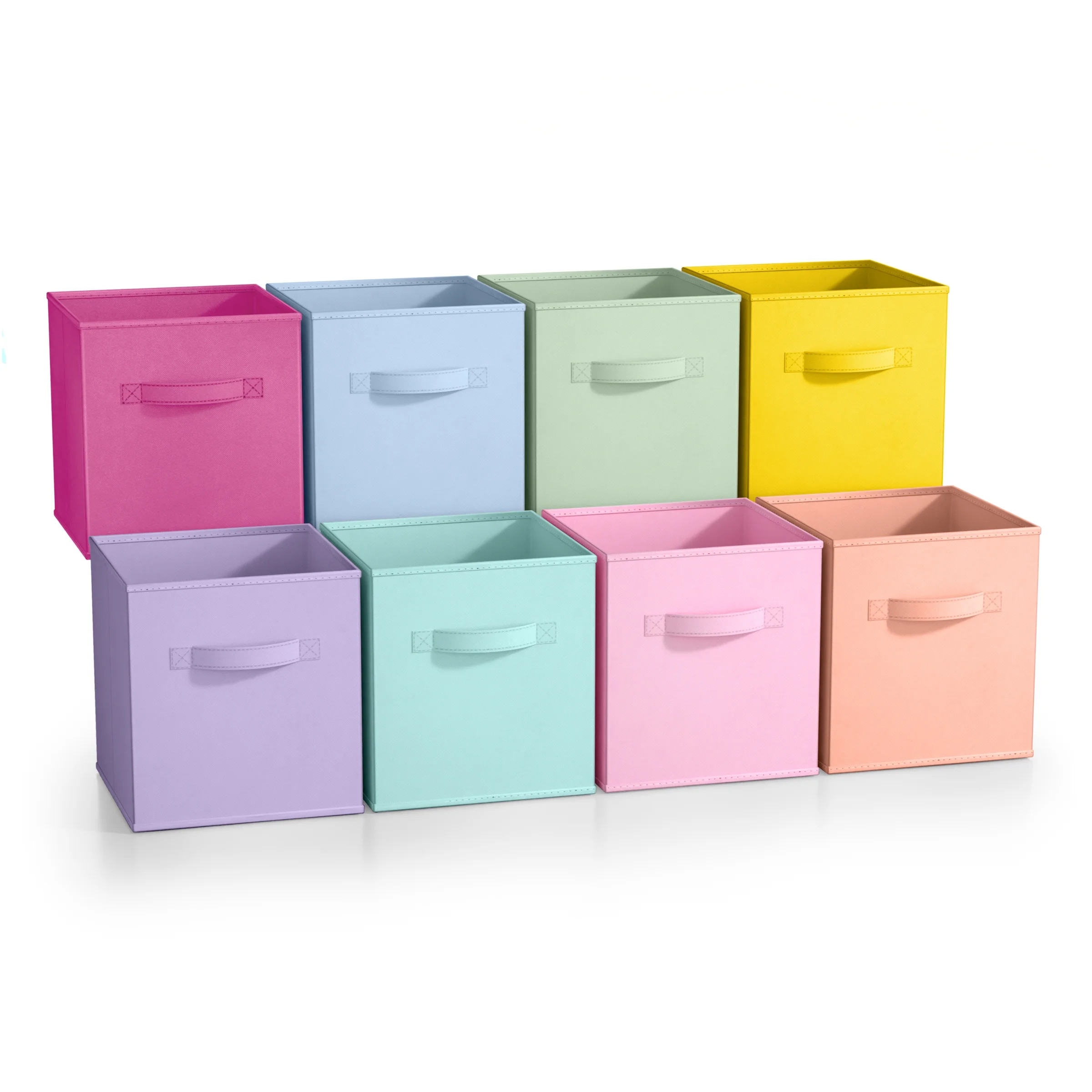 Sorbus Fabric Storage Bins 11" Foldable Cubes Multicolored With Handles For Pantry, Cubbies, Toy ... | Walmart (US)
