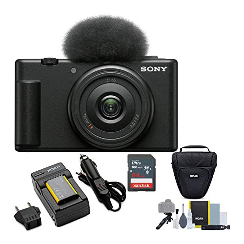 Sony ZV-1F Vlog Camera for Content Creators and Vloggers (Black) Bundle with Holster Camera Case and Accessory Bundle, Photo Video Art Suite, 64GB Memory Card and Lithium-Ion Battery Pack (5 Items) | Amazon (US)
