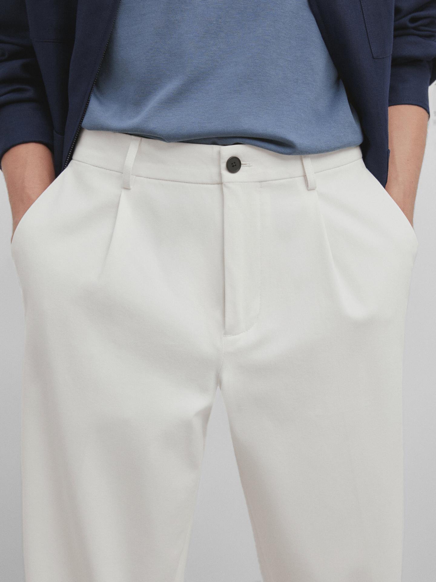 Darted wide fit chinos - Studio | Massimo Dutti UK