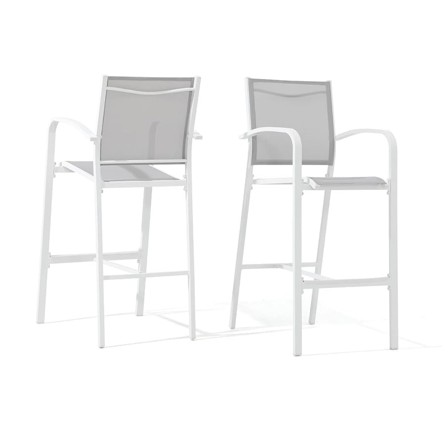 OC Orange-Casual Outdoor Bar Stool Set of 2, All-Weather Aluminum Textile Fabric High Top Patio D... | Amazon (US)