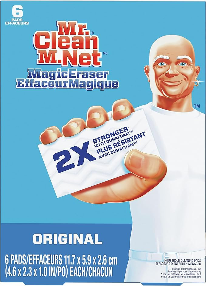 Mr. Clean Magic Eraser Original Cleaning Pads with Durafoam, White, 6 Count | Amazon (US)