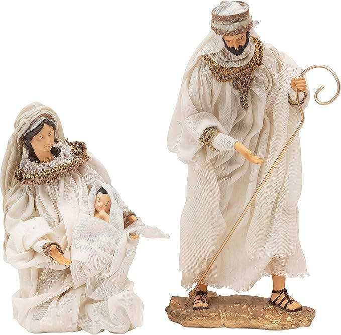 Creative Co-Op 10" L x 6" W x 14" H Handmade Resin & Fabric Holy Family, White & Gold, Set of 2, ... | Amazon (US)