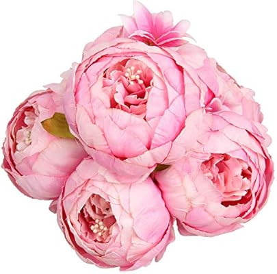 Flojery Silk Peony Bouquet Vintage Artificial Peonies Flower for Home Wedding Party Decor (1pcs, ... | Amazon (US)