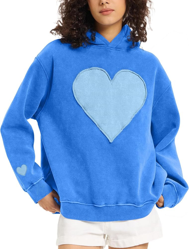 FAIABLE Hoodies for Women Heart Patch Couples Hoodies Sweatshirts Heavyweight Heart Hoodie 2026 V... | Amazon (US)