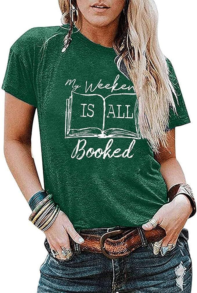 Amazon.com: DUTUT My Weekend is All Booked T Shirt Women Cute Book Graphic Shirts Bookworm Gifts ... | Amazon (US)