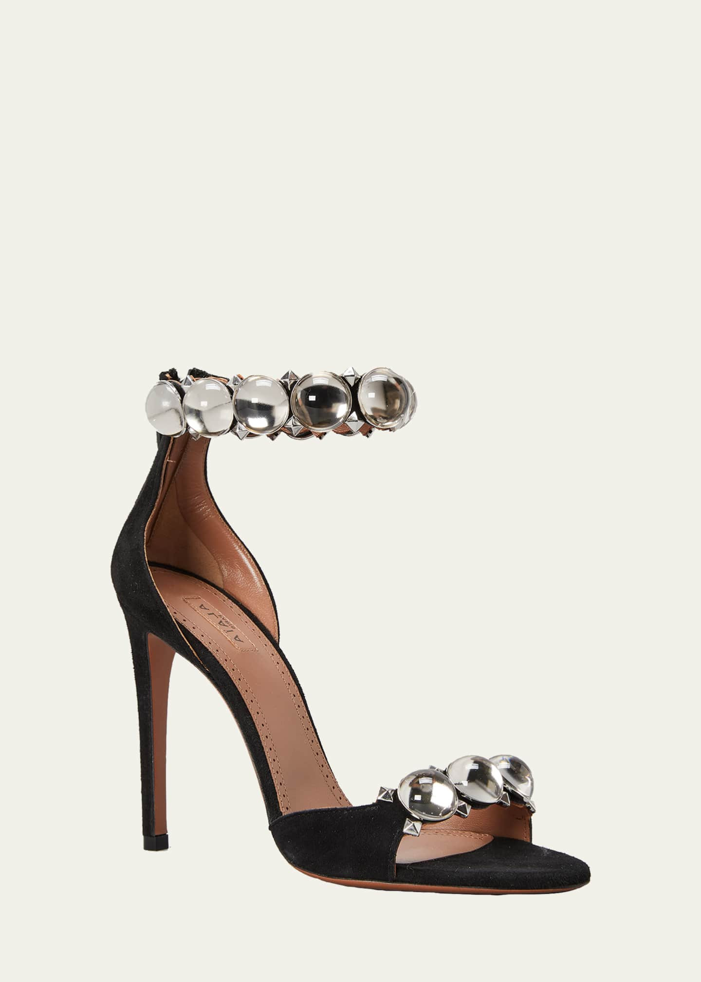 ALAIA La Bombe Stud Ankle-Wrap Stiletto Sandals | Bergdorf Goodman