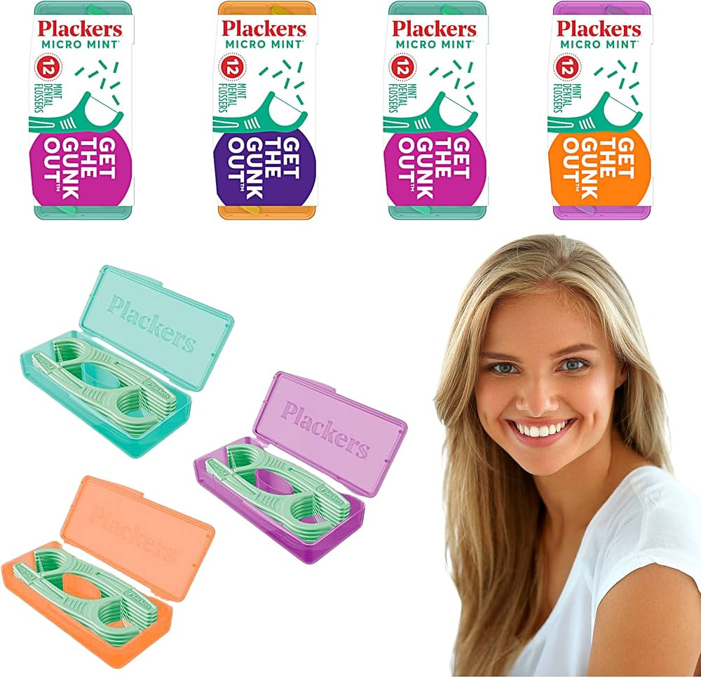 Plackers Micro 12 Count Flosser with Travel Case, Mint, 4-Pack | Amazon (US)