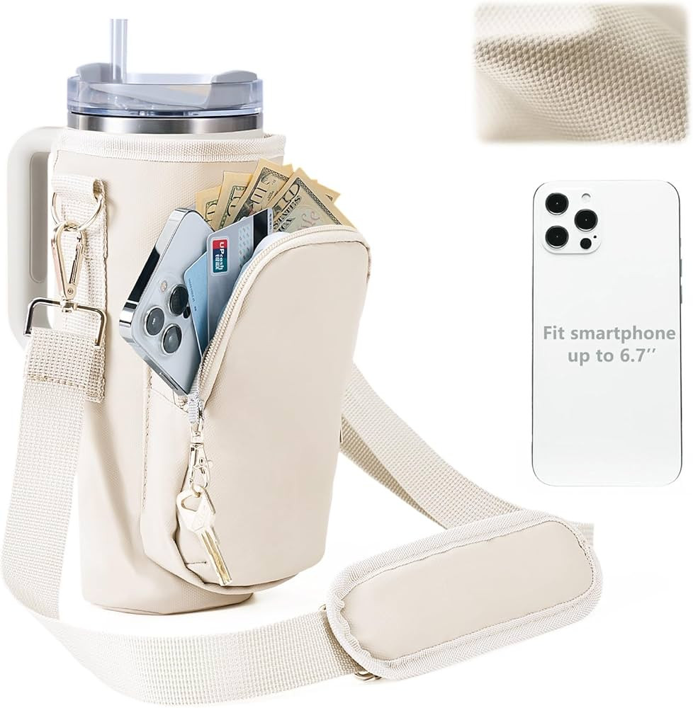 SUITMAT Large Water Bottle Pouch for Stanley Quencher Cup Tumbler, Double Layer Water Resistant B... | Amazon (US)