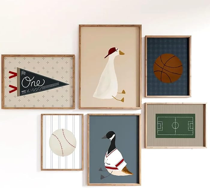 Sports Nursery Wall Art Decor Vintage Boys Room Canvas Pictures Baseball Sport Wall Decor Toddler... | Amazon (US)