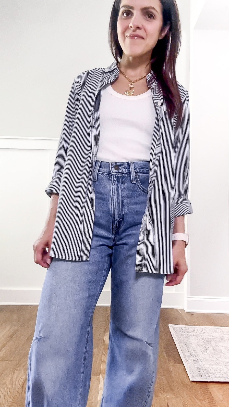 Daily look 5.19 // barrel jeans: @levi, 24 | organic tank: @Pact, XS | striped button down: @jcrew, linked similar | sandals: @Madewell, tts

#LTKootd #LTKgrwm