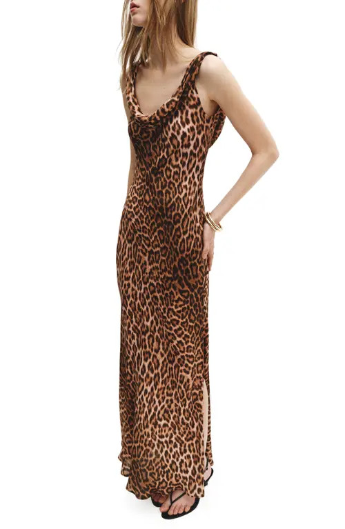 MANGO Animal Print Sleeveless Maxi Dress in Brown/beige at Nordstrom, Size 4 | Nordstrom