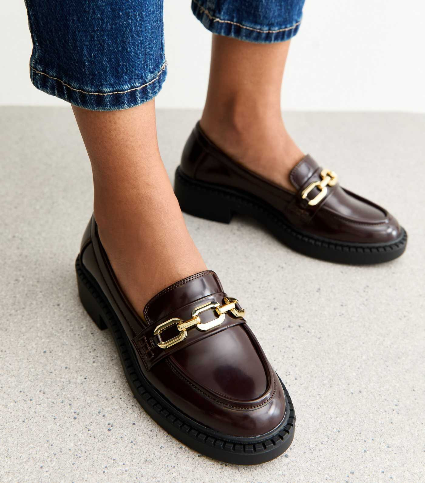 Dark Burgundy Faux Leather Chunky Loafers | New Look | New Look (UK)