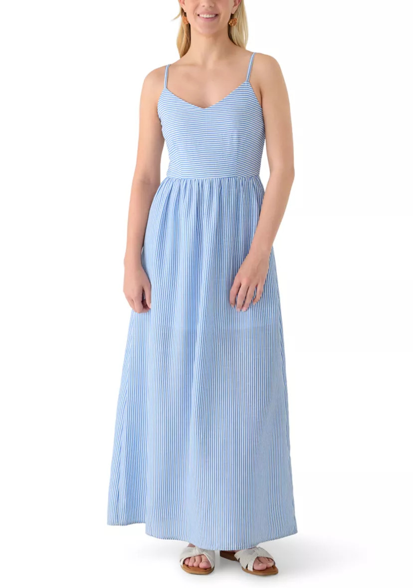 Women's Yarn Dye Striped Tie Strap Maxi Dress | Belk