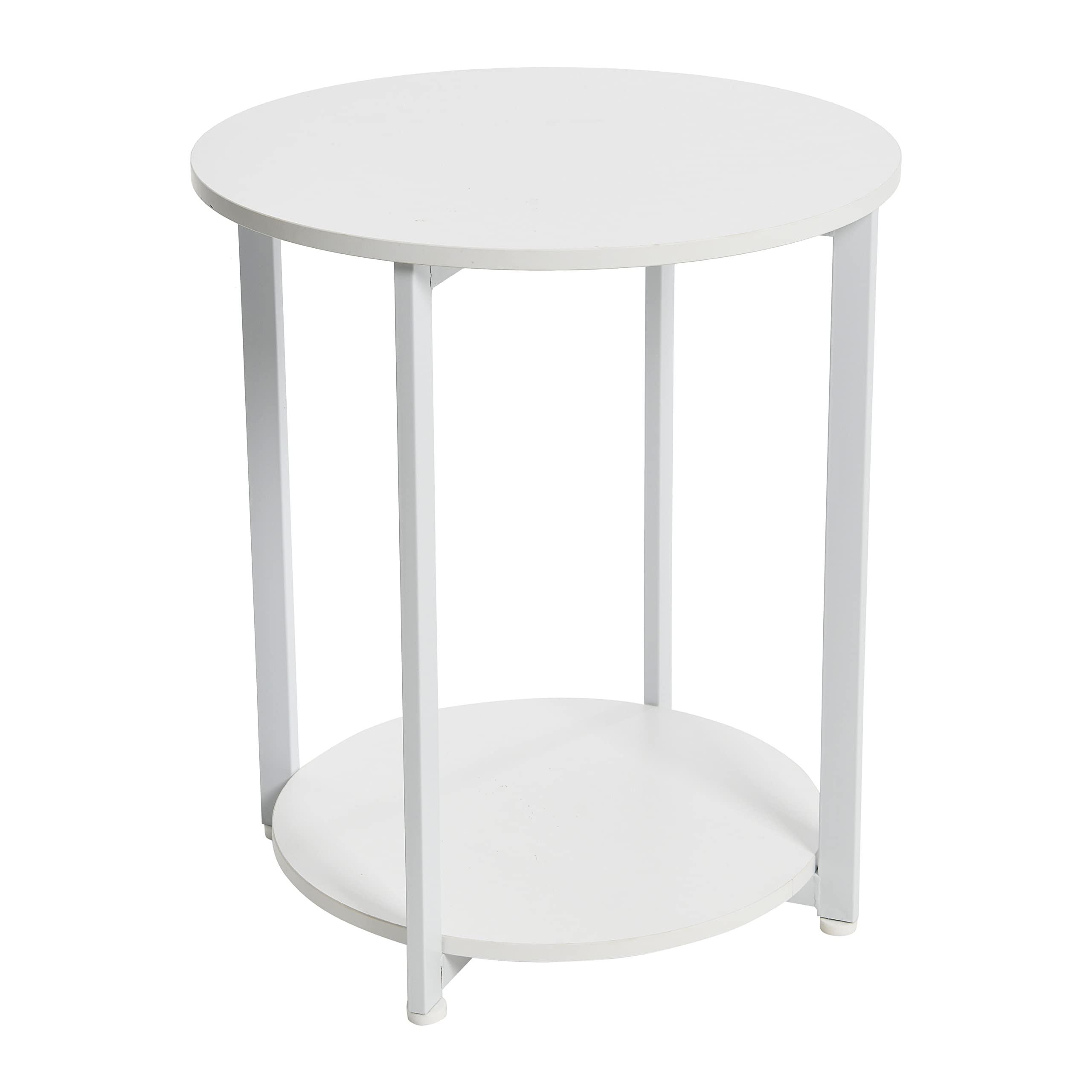 Household Essentials Jamestown Round Side End Table with Storage Shelf Scandinavian White and Whi... | Amazon (US)