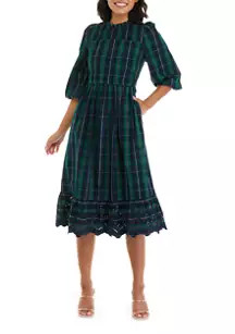 Women's 3/4 Sleeve Plaid Midi Dress | Belk