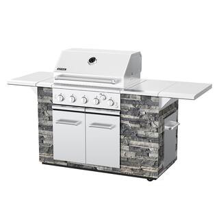 5-Burner Propane Gas Grill Island in Seascape Gray | The Home Depot