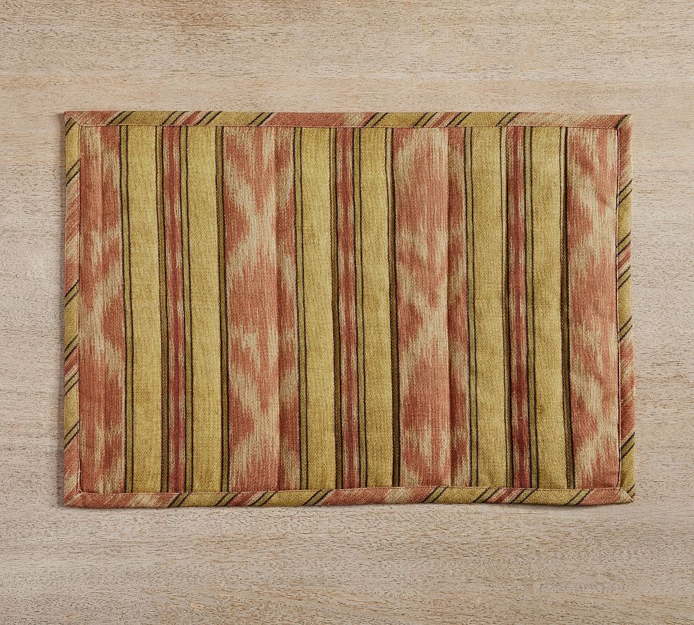 Parker Stripe Ikat Quilted Placemats - Set of 4 | Pottery Barn (US)