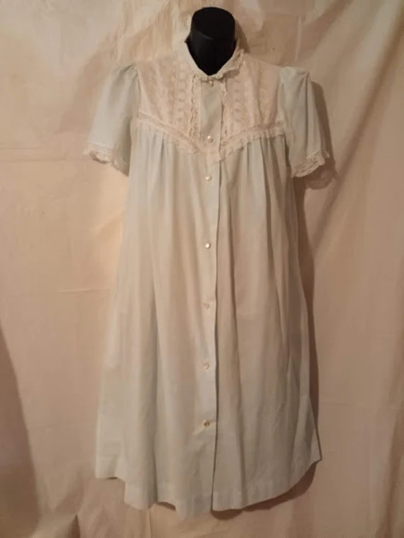 80s Vintage Christian Dior-Cotton Peignoir-Size 10-Medium-42" Bust-Eyelet Lace Ribbons-Estate-Fre... | Etsy (US)