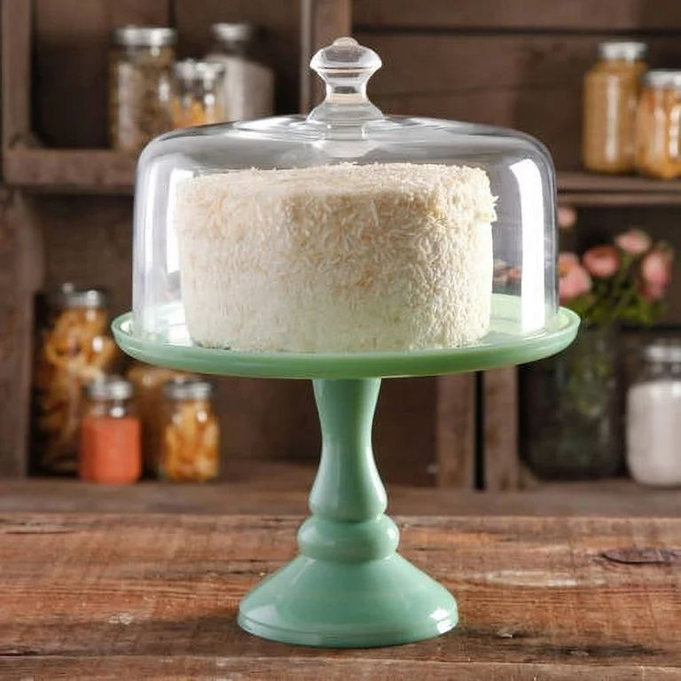 The Pioneer Woman Timeless Beauty 10-inch Cake Stand with Glass Cover, Mint Green | Walmart (US)