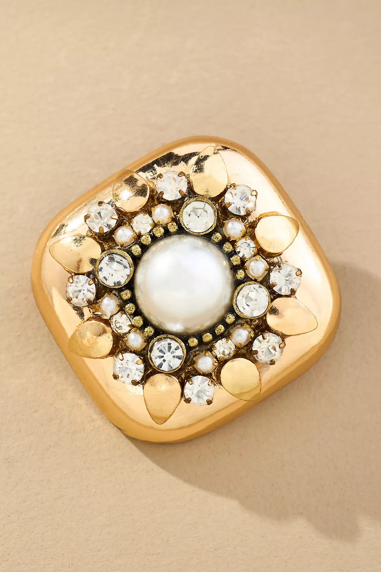 Crystal & Pearl Square Brooch | Anthropologie (US)