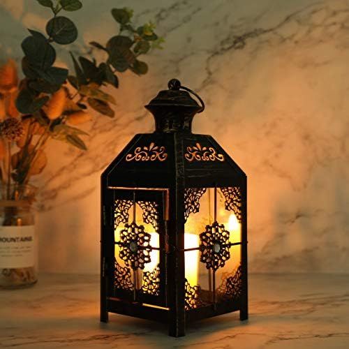 JHY DESIGN Decorative Lantern 9.5" High Metal Candle Lantern Vintage Style Hanging Lantern for Weddi | Amazon (US)