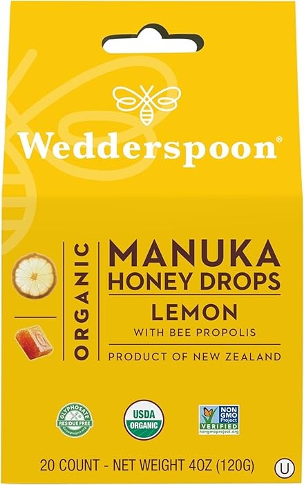 Wedderspoon Organic Manuka Honey Drops, Lemon & Bee Propolis, 20 Count (Pack of 1) | Genuine New ... | Amazon (US)