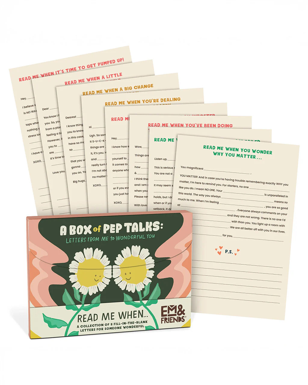 A Box Of Pep Talks: Fill In The Blank Read Me When Letters | ban.do