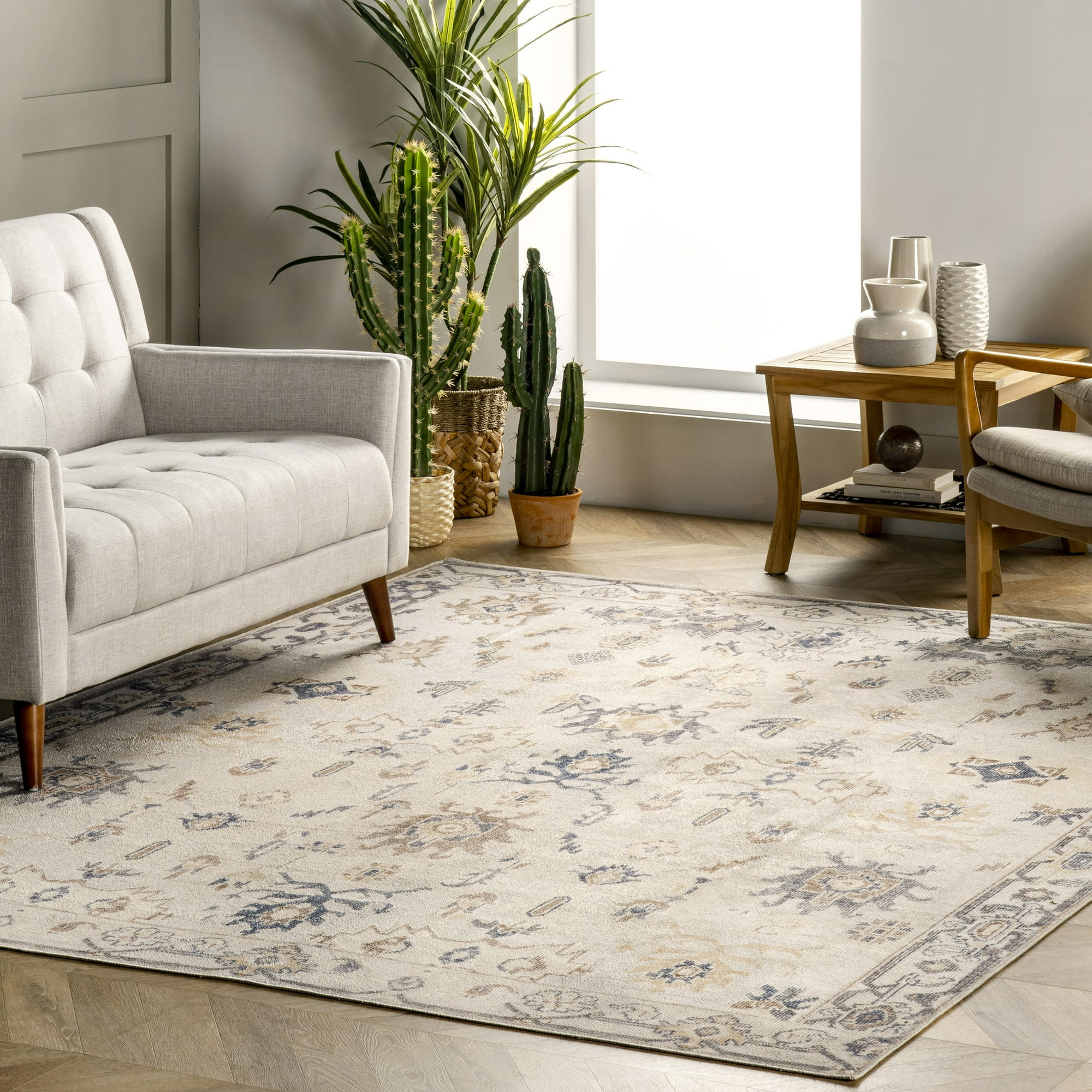 nuLOOM August Tribal Machine Washable Area Rug, 9' x 12', Light Gray | Walmart (US)