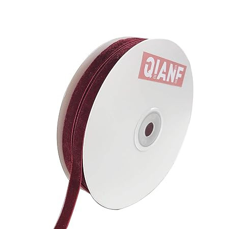 QIANF Vintage Burgundy Velvet Ribbon, 3/8" X 25Yd | Amazon (US)