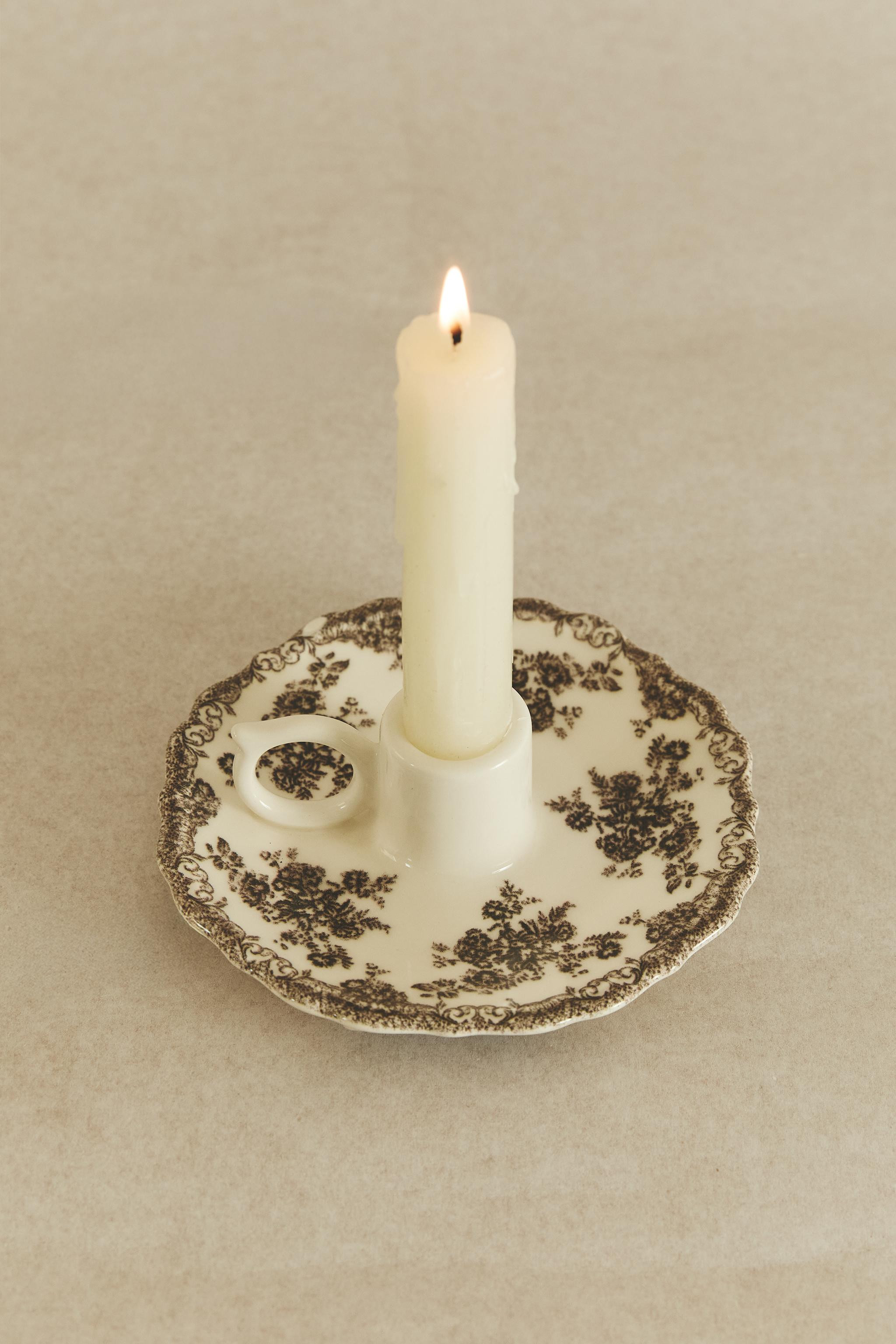 FLORAL EARTHENWARE CANDLEHOLDER | Zara US
