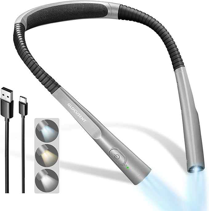 Glocusent Upgraded LED Neck Reading Light, Book Light for Reading in Bed, 30-min Timer, 3 Colors ... | Amazon (US)