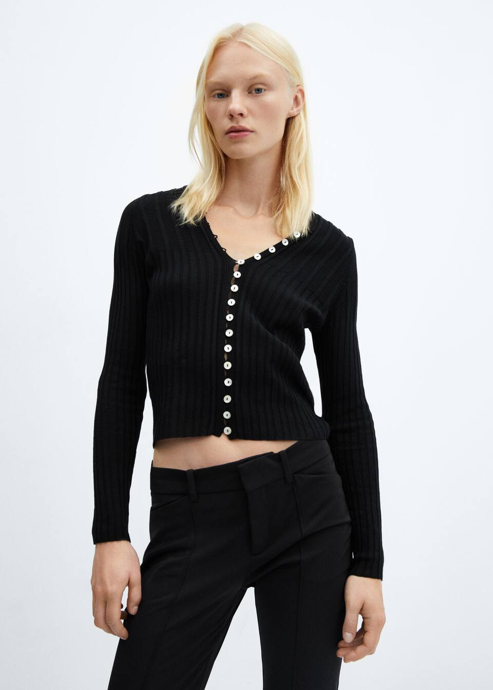 Buttoned ribbed cardigan -  Women | Mango United Kingdom | MANGO (UK)