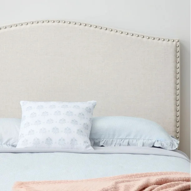 My Texas House Kennedy Curved Upholstered Headboard, Queen, Oat - Walmart.com | Walmart (US)