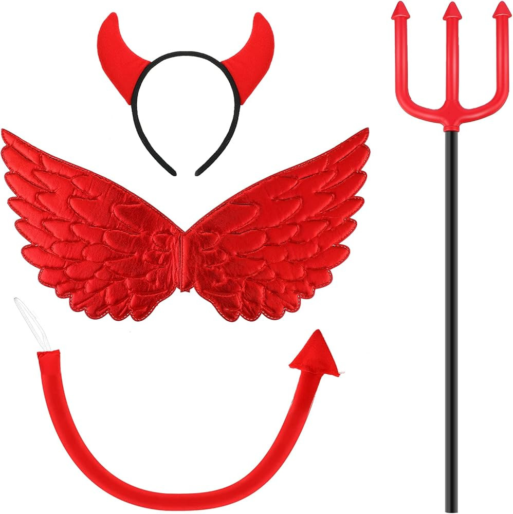 Devil Costume Set Demo Costume Accessories Kit Including Devil Wing Horn Headband and Devil Tail ... | Amazon (US)