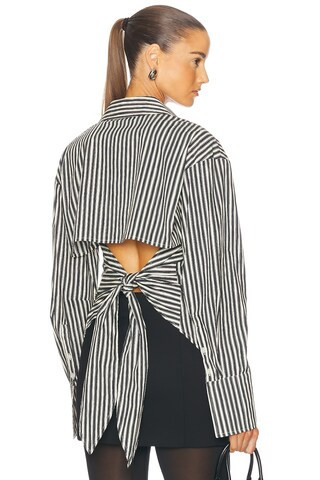 SIMONMILLER Loch Poplin Button Down Top in Black,White | FWRD 