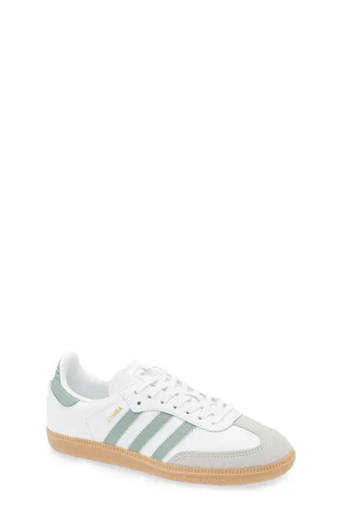 adidas Kids' Samba Sneaker in White/Silver Green/Gum at Nordstrom, Size 12 M | Nordstrom