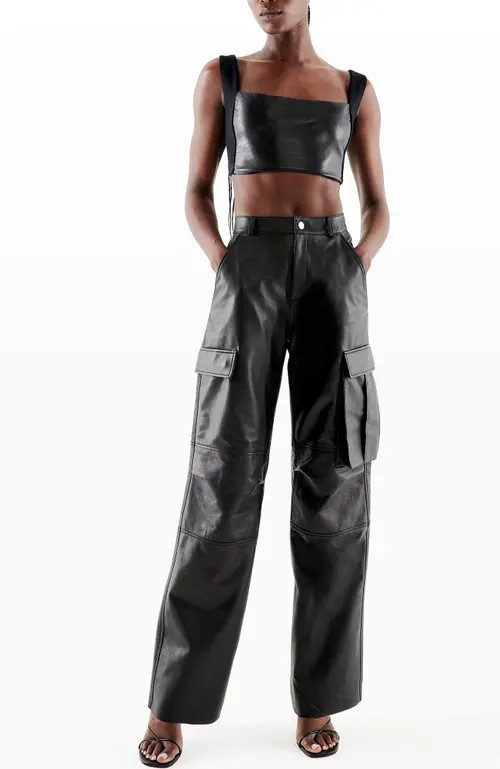 AS by DF Cole Upcycled Leather Cargo Pants in Black at Nordstrom, Size Medium32 | Nordstrom