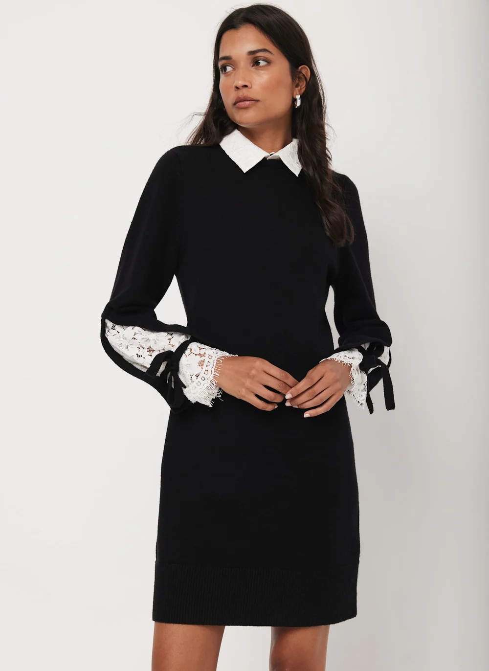 Black Lace Detail Mini Dress | Mint Velvet