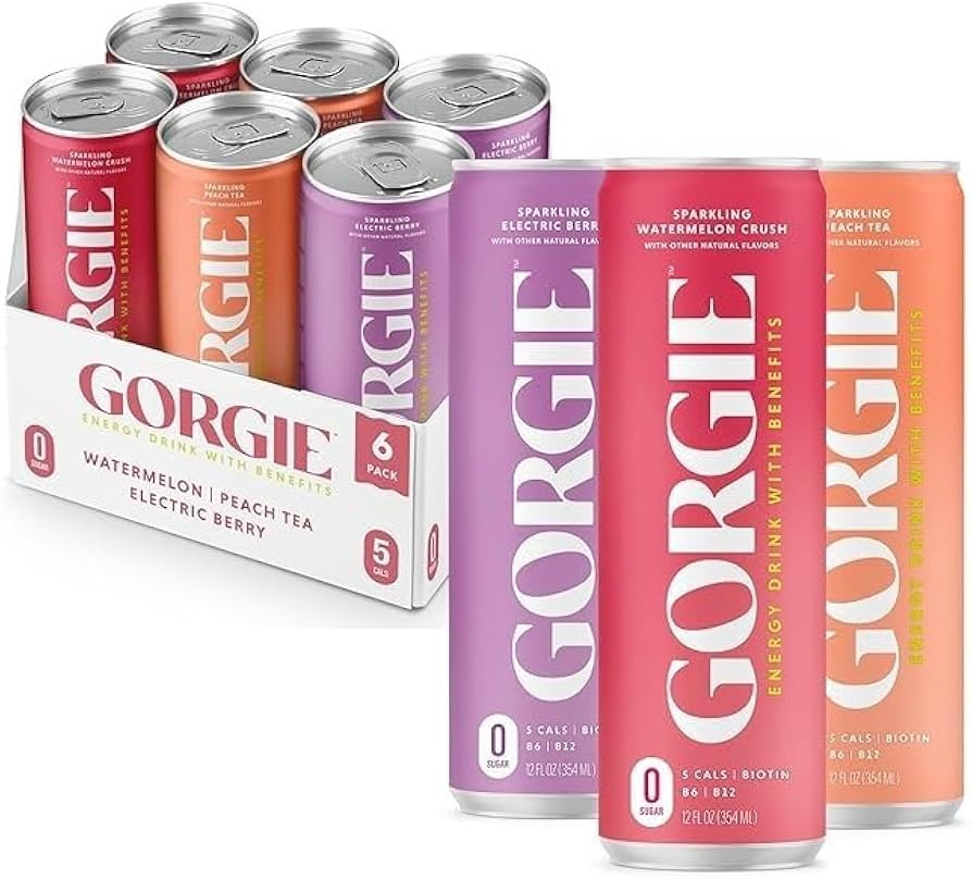 GORGIE Sugar Free Natural Energy Drinks, Sparkling Original Variety Pack (6 Cans) Healthy Energy ... | Amazon (US)
