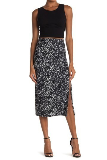 High Slit Animal Print Midi Skirt | Nordstrom Rack