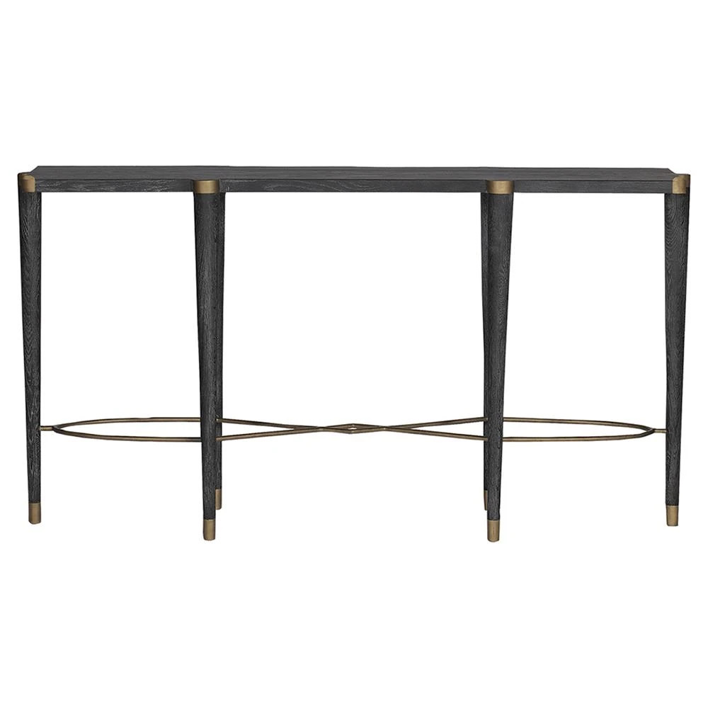 Fiona Modern Classic Cerused Black Oak Antique Brass Console Table | Kathy Kuo Home