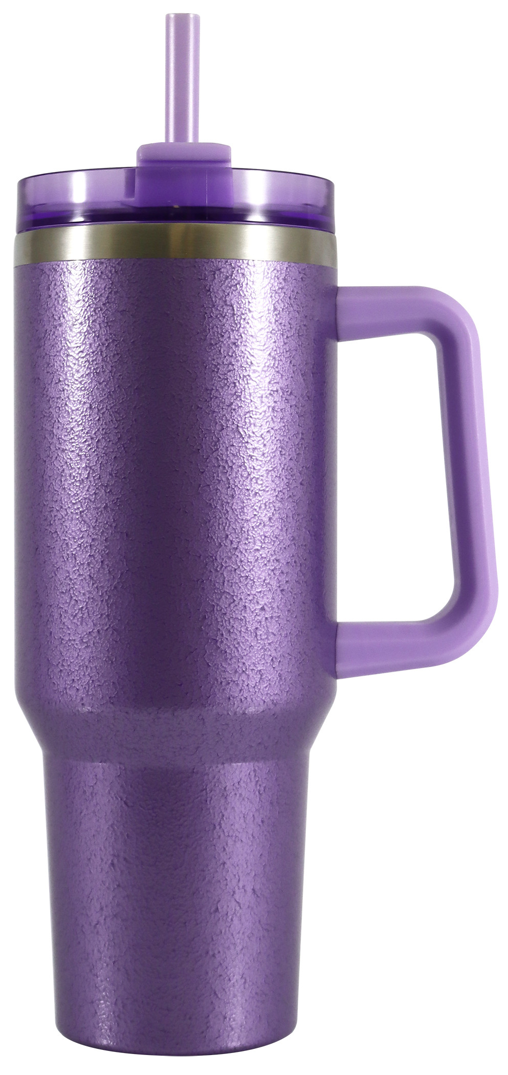 Mainstays 40 oz Stainless Steel Tumbler with Straw and Handle, Double Wall Insulated, Purple Hamm... | Walmart (US)