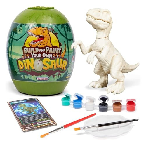 PREXTEX Build and Paint Your Own Collectible Dinosaur Toy Kit - Surprise Dino Egg Set, Building Toy, Arts and Crafts for Kids Ages 6-8, Painting Art Set, Kids Gifts, Dino Easter Basket Stuffers | Amazon (US)
