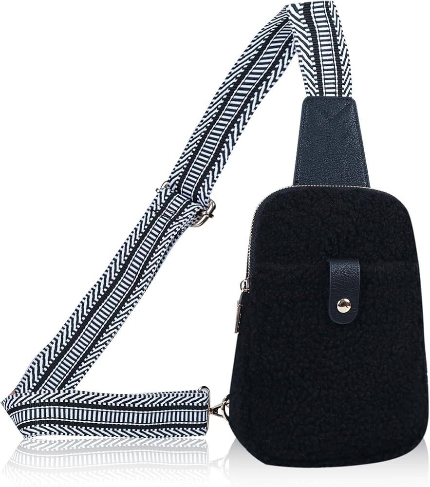 Mokaz Sling Bag for Women Crossbody Fanny Pack Anti-Theft PU Fleece Fabric Purse Detachable Shoul... | Amazon (US)